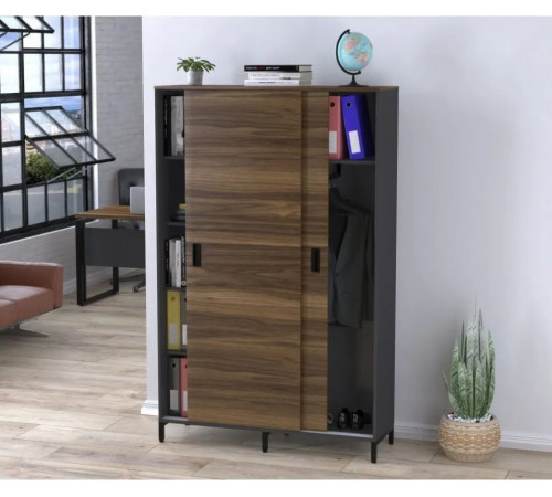 Шкаф офисный раздвижной LS-1200-1900 — антрацит, MSMLOFT.