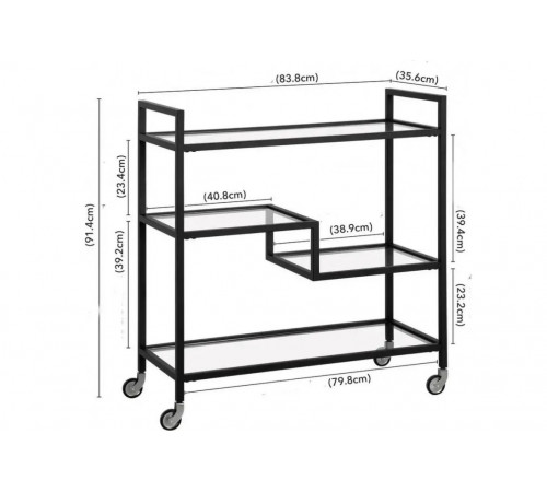 Барная тележка Lovett со стеклянными полками