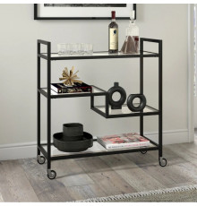 Широкий прямокутний барний візок Lovett зі скляними полицями