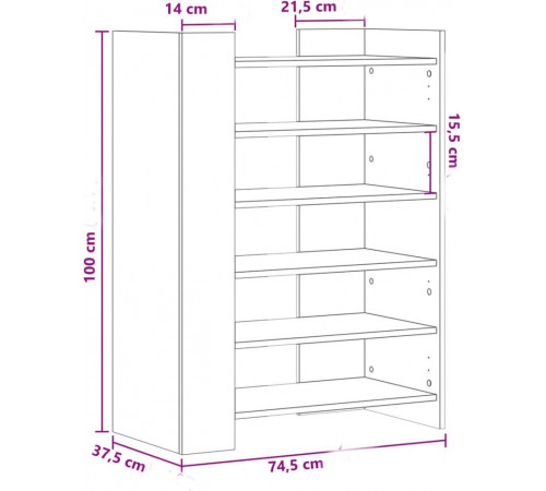 Шкаф для обуви, дуб сонома