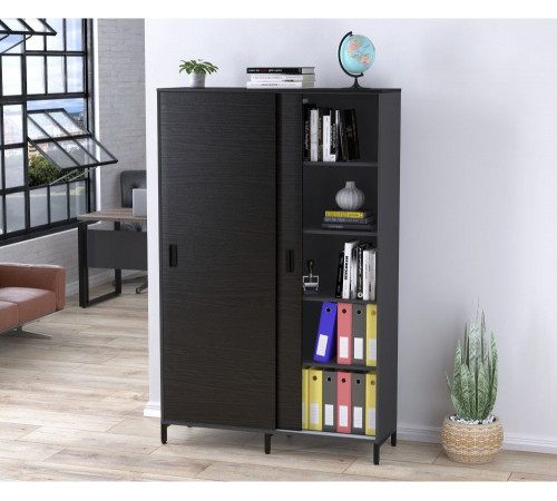 Шкаф офисный раздвижной LS-1200-1900 — антрацит, MSMLOFT.