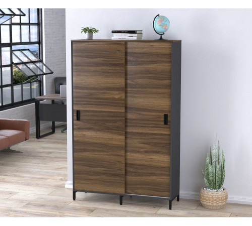 Шкаф офисный раздвижной LS-1200-1900 — антрацит, MSMLOFT.