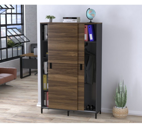 Шкаф офисный раздвижной LS-1200-1900 — антрацит, MSMLOFT.