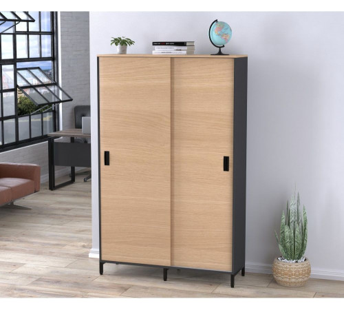 Шкаф офисный раздвижной LS-1200-1900 — антрацит, MSMLOFT.