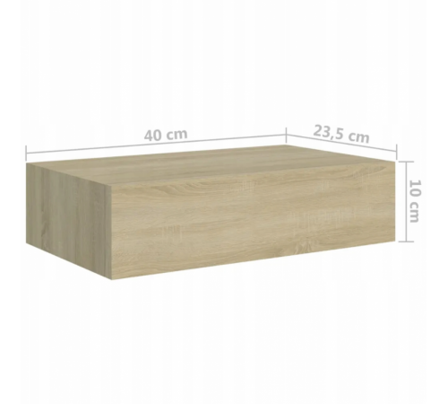 Элегантная подвесная полка с ящиком дуб сонома