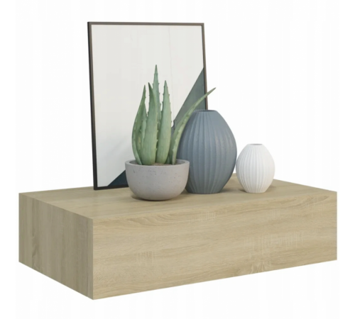 Элегантная подвесная полка с ящиком дуб сонома