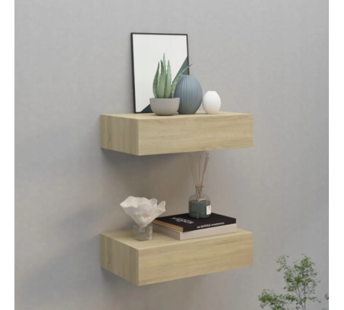 Элегантная подвесная полка с ящиком дуб сонома